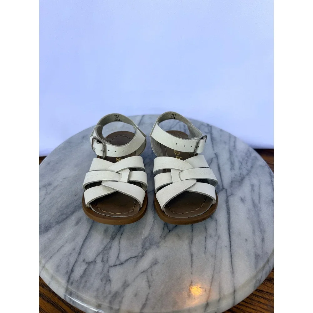 Salt Water Sandals Original White Leather Toddler Size 6 Hoy Shoe Co